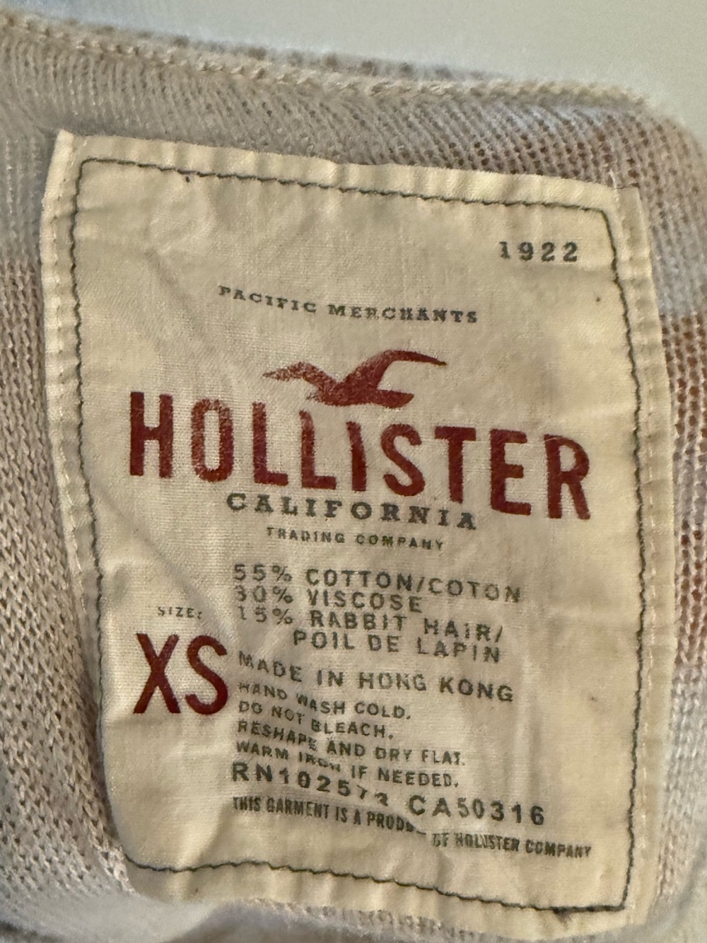 Hollister Y2K Rabbit Hair Blend Babydoll Sweater Top XS Beige 2007/2008 - Picture 7 of 7